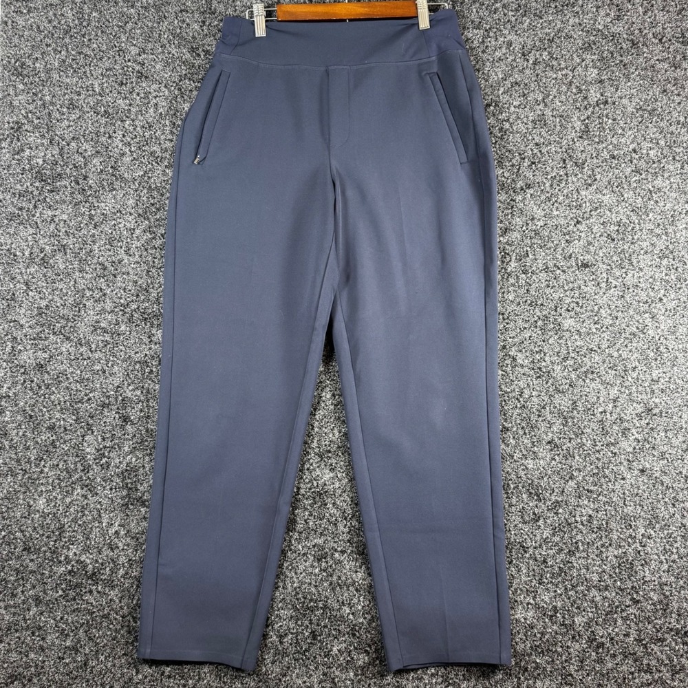 Athleta Brooklyn Ankle Pants Navy Blue Tapered Stretch Travel Trousers Size 8